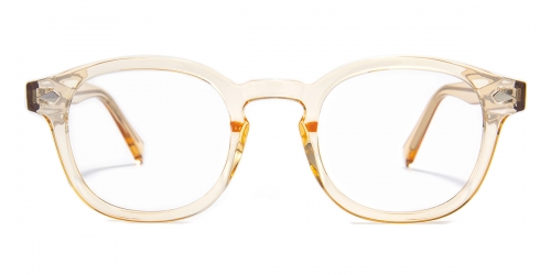 Vkyee prescription oval unisex eyeglasses in mixed materials, front color champagne.