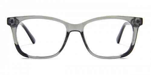 Vkyee prescription rectangle unisex eyeglasses in mixed materials, front color grey.