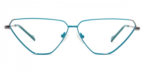 Vkyee prescription cat-eye female eyeglasses in other metal materials, front color green.