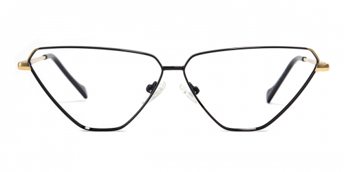 Vkyee prescription cat-eye female eyeglasses in other metal materials, front color black.