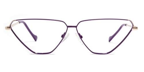 Vkyee prescription cat-eye female eyeglasses in other metal materials, front color purple.