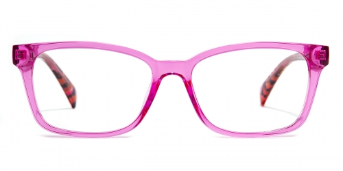 Vkyee prescription round female eyeglasses in TR90 materials, front color pink.