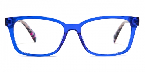 Vkyee prescription round female eyeglasses in TR90 materials, front color blue.