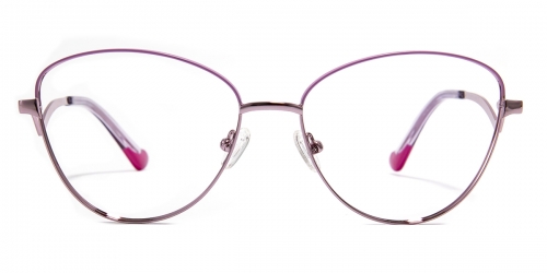 Vkyee prescription cat-eye female eyeglasses in other metal materials, front color purple.