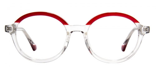Vkyee prescription round female eyeglasses in TR90 materials, front color red.
