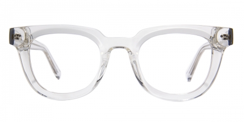 Vkyee prescription oval unisex eyeglasses in mixed materials, front color transparent.