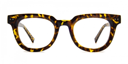 Vkyee prescription oval unisex eyeglasses in mixed materials, front color tortoise.
