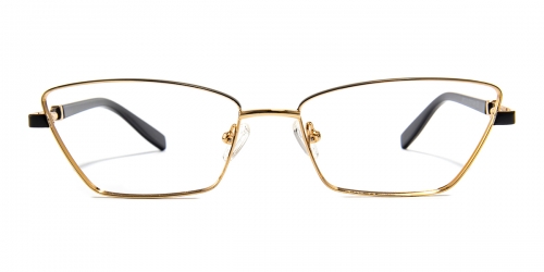 Vkyee prescription cat-eye female eyeglasses in other metal materials, front color gold-black.