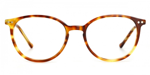 Vkyee prescription oval unisex eyeglasses in mixed material, front color tortoise