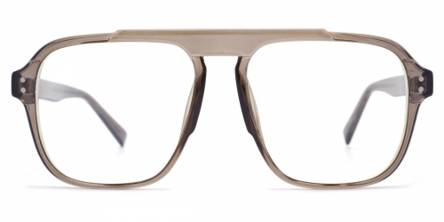 Vkyee prescription optical eyeglasses male square TR90 frame, front color brown
