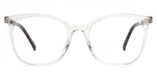 Vkyee prescription square female eyeglasses in acetate material, front color clear .