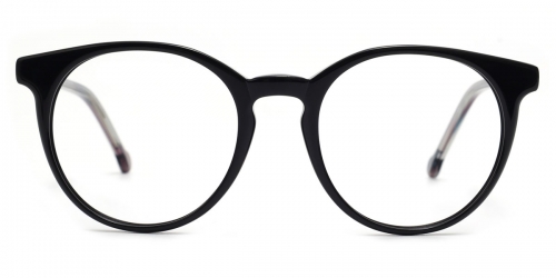 Vkyee prescription round unisex eyeglasses in acetate materials, front color black