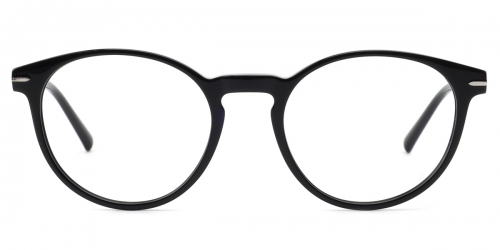 Vkyee prescription round unisex eyeglasses in acetate material,front color black
