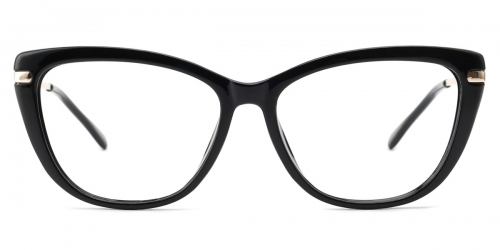 Vkyee prescription oval women eyeglasses in TR90 material, front  color black.