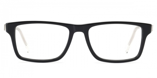 Vkyee prescription rectangle unisex eyeglasses in acetate material, front color black