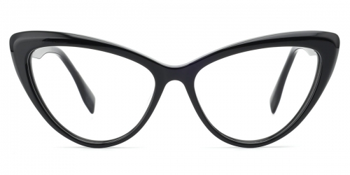 Vkyee prescription cat-eye women eyeglasses in acetate material, front color black
