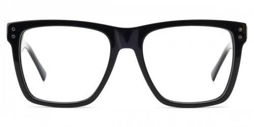 Vkyee prescription square male eyeglasses in premium acetate and metal components , front color black