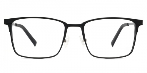 Vkyee prescription men eyeglasses in rectangle shape with titanium  material,  ,front color black .