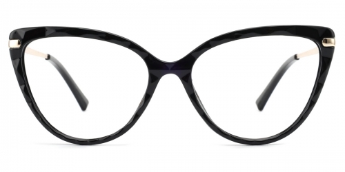 Vkyee prescription cateye female eyeglasses in TR90 material ,front color black. 