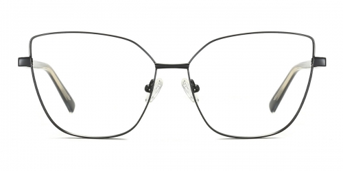 Vkyee prescription optical eyeglasses female square metal frame,front color black