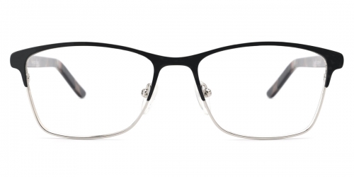 Vkyee prescription women eyeglasses square in shape with metal material, front color black.