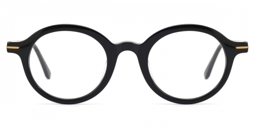Vkyee prescription optical eyeglasses unisex round acetate materials frame, front color black