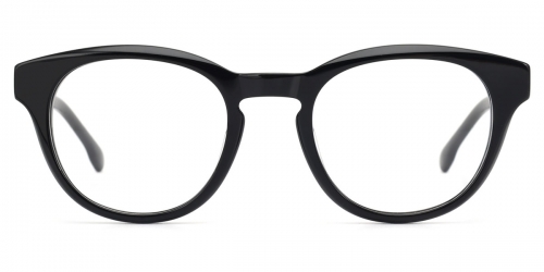 Vkyee prescription unisex eyeglasses in round shape made by mixed material, front color black