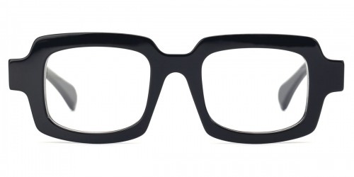 Vkyee prescription square women eyeglasses in mixed materials, front color black.