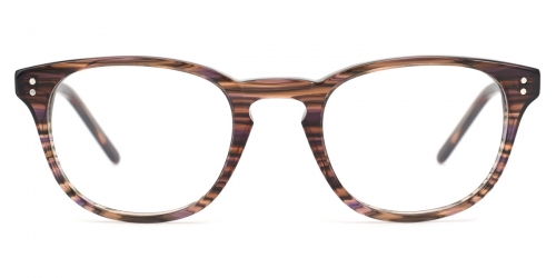 Vkyee prescription oval unisex eyeglasses in acetate materials, front color stripe.