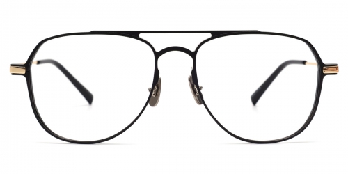 Vkyee prescription aviator men eyeglasses in titanium material, front color black-gold
