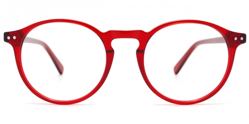 Vkyee prescription women eyeglasses in round shape made by acetate material, front color red
