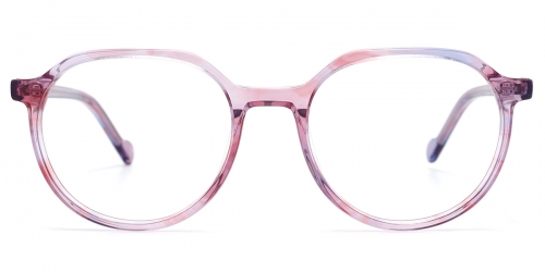 Vkyee prescription oval women eyeglasses in acetate materials, front color pink
