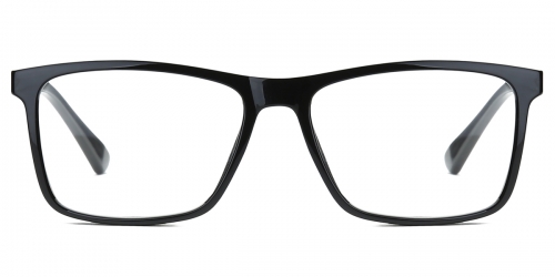 Vkyee prescription rectangle female eyeglasses in TR90 material, front color black.