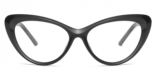 Vkyee prescription cat-eye female eyeglasses in TR90 material ,front color black.
