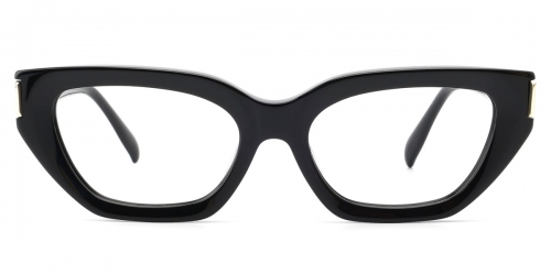 Vkyee prescription unisex eyeglasses in cat-eye shape made by acetate material, front color black