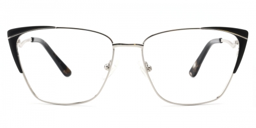 Vkyee prescription cat-eye women eyeglasses in metal material, front color black