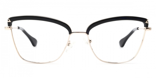 Vkyee prescription women eyeglasses square in shape with mixed materials, front color black