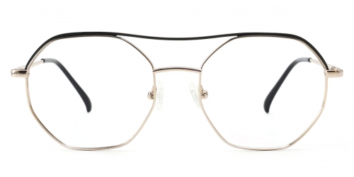 Vkyee prescription geometric shaped unisex eyeglasses in other metal material, front color black .