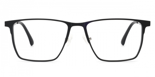 Vkyee prescription men eyeglasses in square shape with titanium  material,  ,front color black .