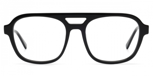 Vkyee prescription square unisex sunglasses in acetate materials, front color black.