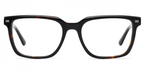 Vkyee prescription unisex eyeglasses in rectangle shape made by mixed material, front color tortoise
