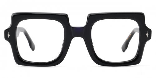 Vkyee prescription square unisex eyeglasses in acetate and mixed materials ,front color black .
