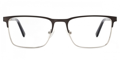 Vkyee prescription men eyeglasses square in shape with metal materials, front color grey.
