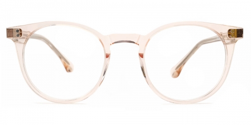 Vkyee prescription round unisex eyeglasses in mixed material, front color pink
