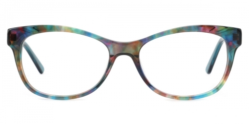Vkyee prescription cat-eye women eyeglasses in acetate materials, front color multi-colored.