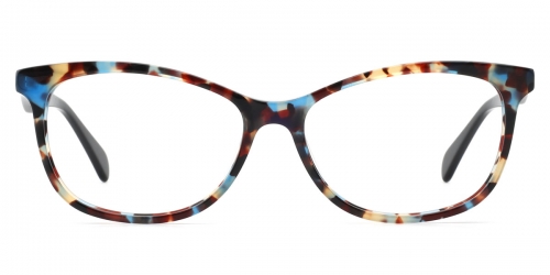 Vkyee prescription oval eyeglasses for unisex in acetate material,front  color tortoise . 