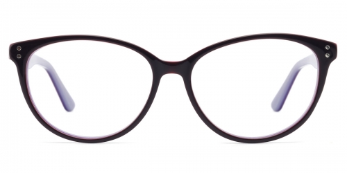 Vkyee prescription oval women eyeglasses in acetate materials, front color purple.