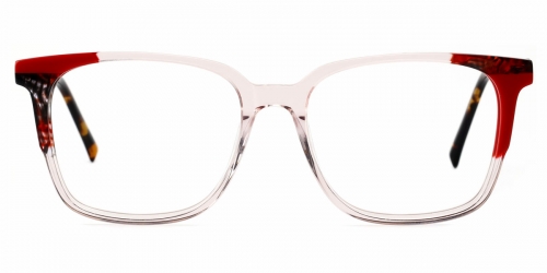 Vkyee prescription women eyeglasses in square shape made by acetate material, front color red
