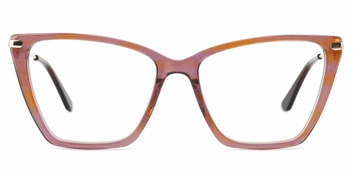 Vkyee prescription square female  eyeglasses in acetate and mixed materials,  front color brown . 