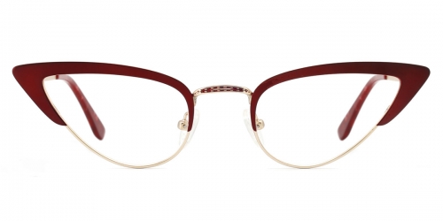 Vkyee prescription women eyeglasses in cat-eye shape made by metal material, front color red